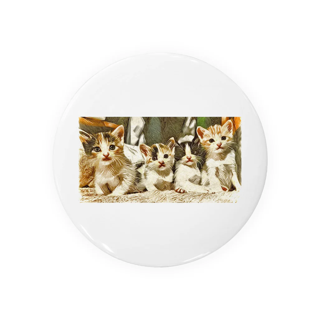 ねこまみれの4bro Tin Badge