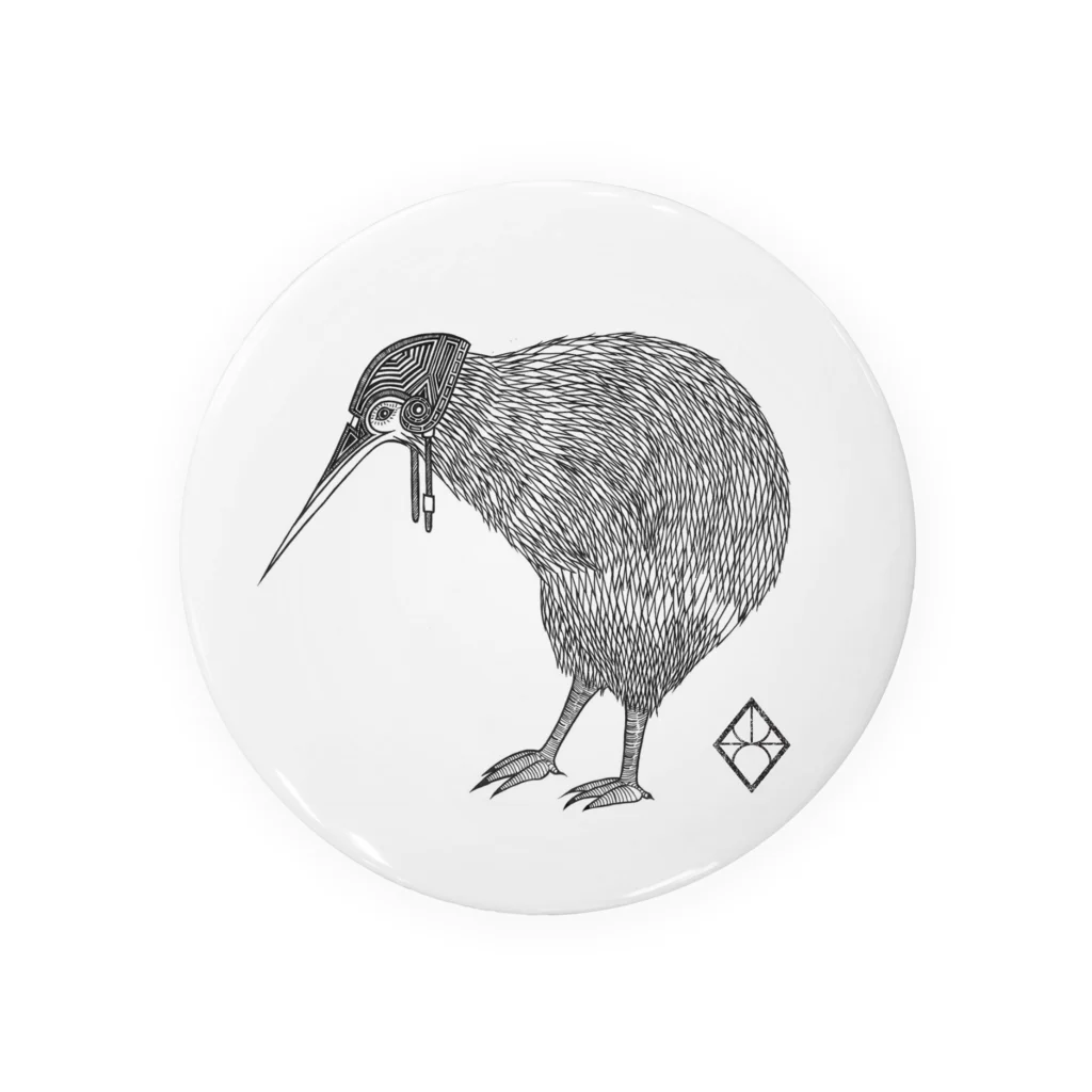 光　Hikaruの動物：キウィ/Kiwi monochrome ver. Tin Badge
