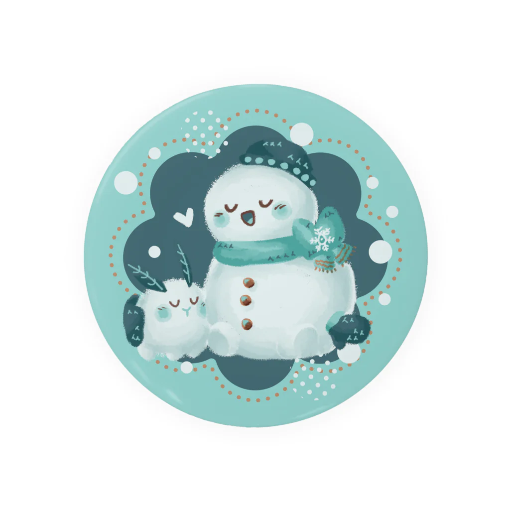 オムタマスタジオの雪だるまと雪うさぎ（ハグ） Tin Badge