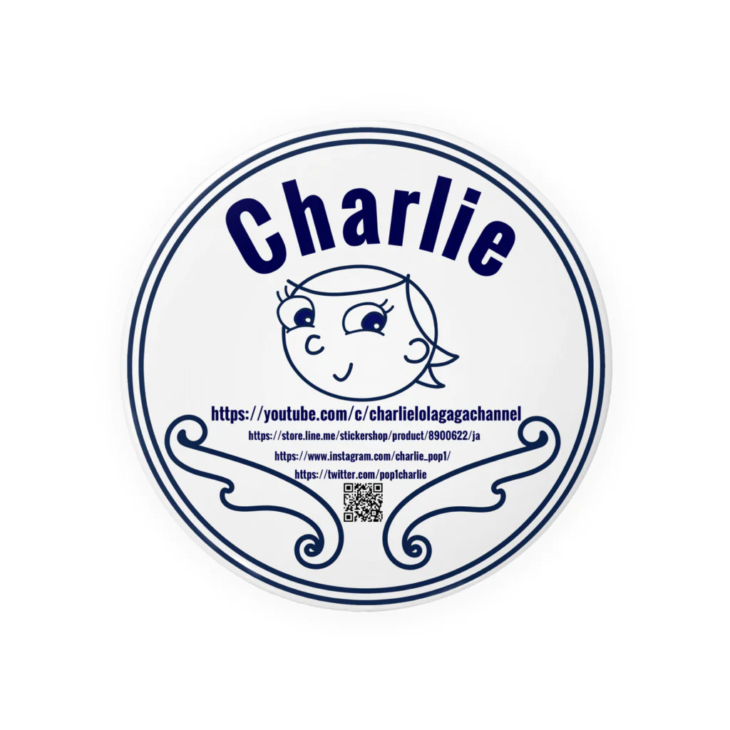 charlolのCharlieロゴQR有り 缶バッジ