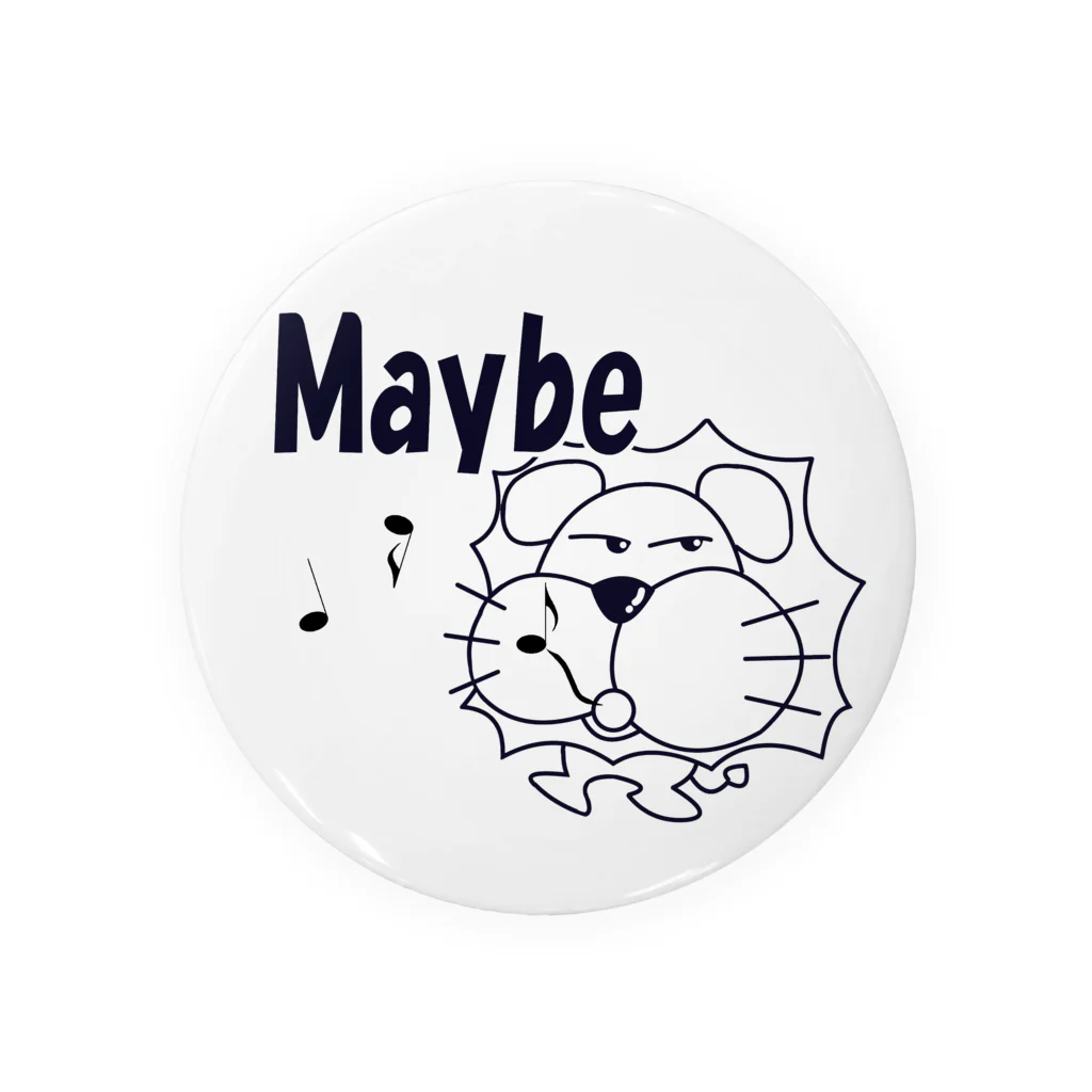 ワン太フルのTシャツ屋さんのライオン君 Maybe 黒 Tin Badge