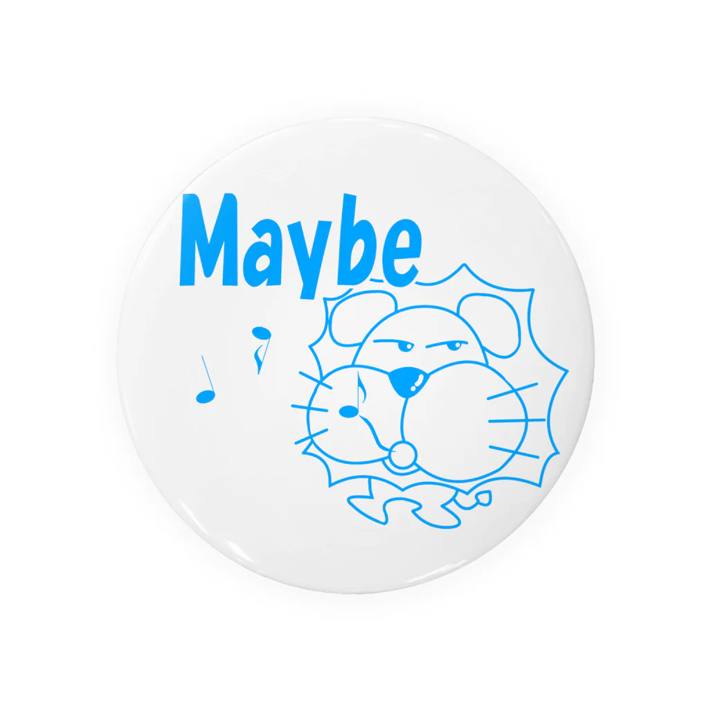 ワン太フルのTシャツ屋さんのライオン君 Maybe ブルー Tin Badge