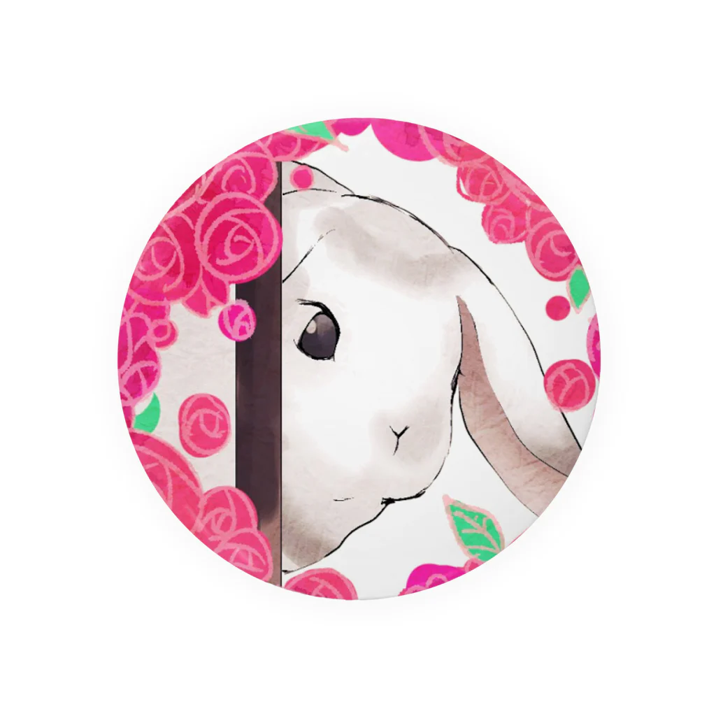 うさぎのラブ君@YouTubeのバラに囲まれたラブくん Tin Badge