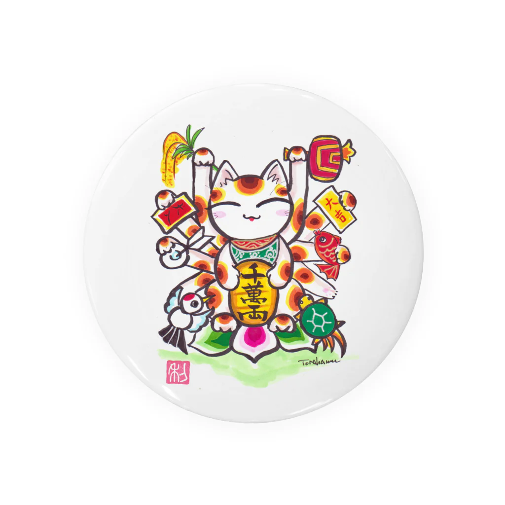 Torahamu39の縁起招き猫 Tin Badge