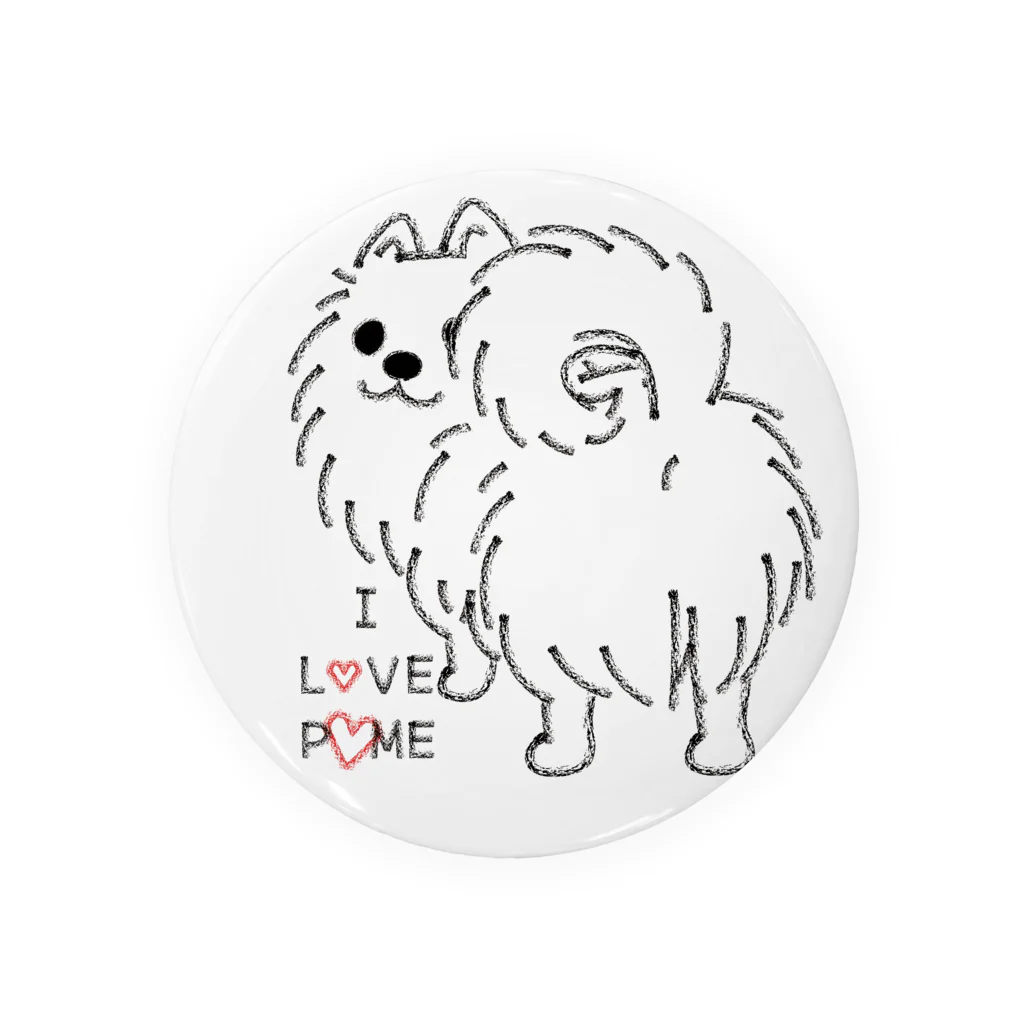 イラスト MONYAAT のCT83いつも見ているポメラニアンE_*I LOVE POME Tin Badge