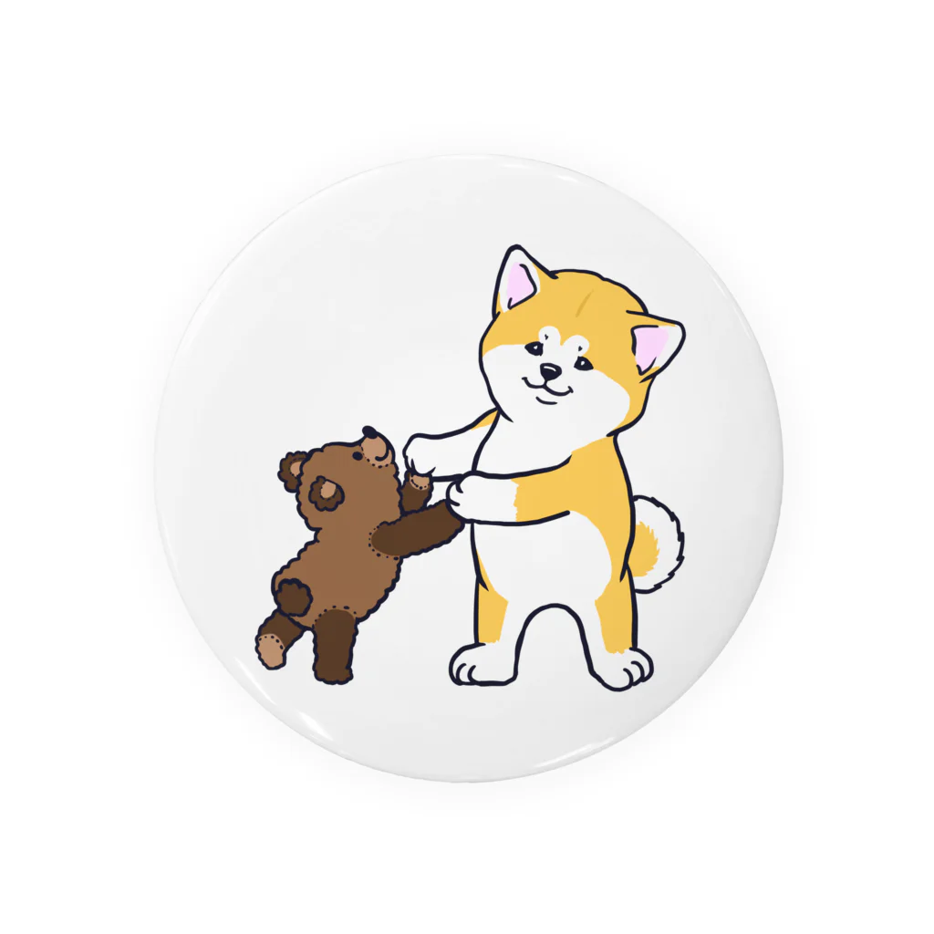 春風工房の秋田犬とぬいぐるみクマさん Tin Badge