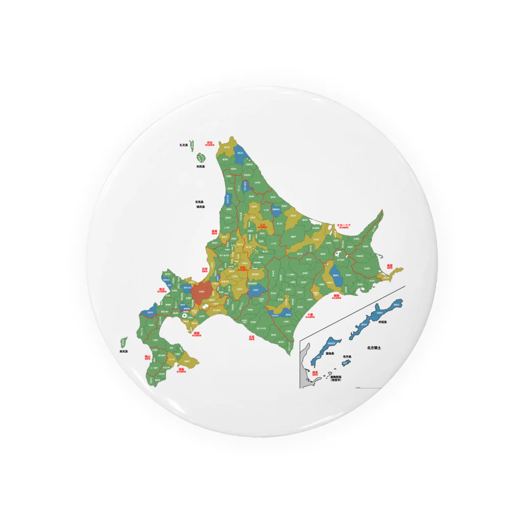 北海道ファンマガジン編集部の北海道179市町村地図 缶バッジ