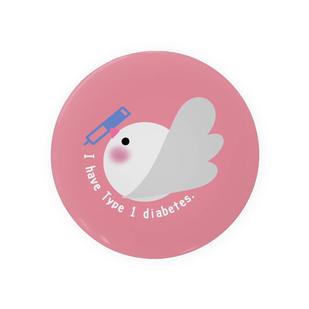 文鳥屋さんの1型糖尿病ロゴ缶バッチ Ver.ピンク Tin Badge