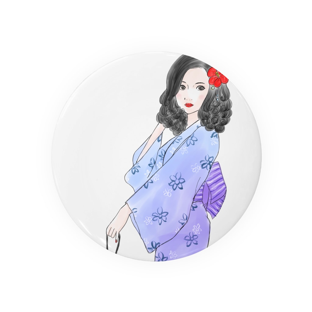 muiko'sのハイビスカスと浴衣 Tin Badge