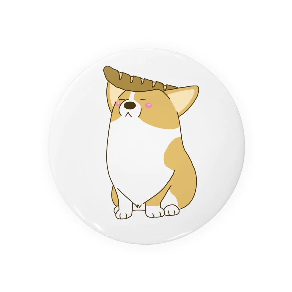 5corgisのフランスパンでリーゼントごっこをするコーギー 缶バッジ