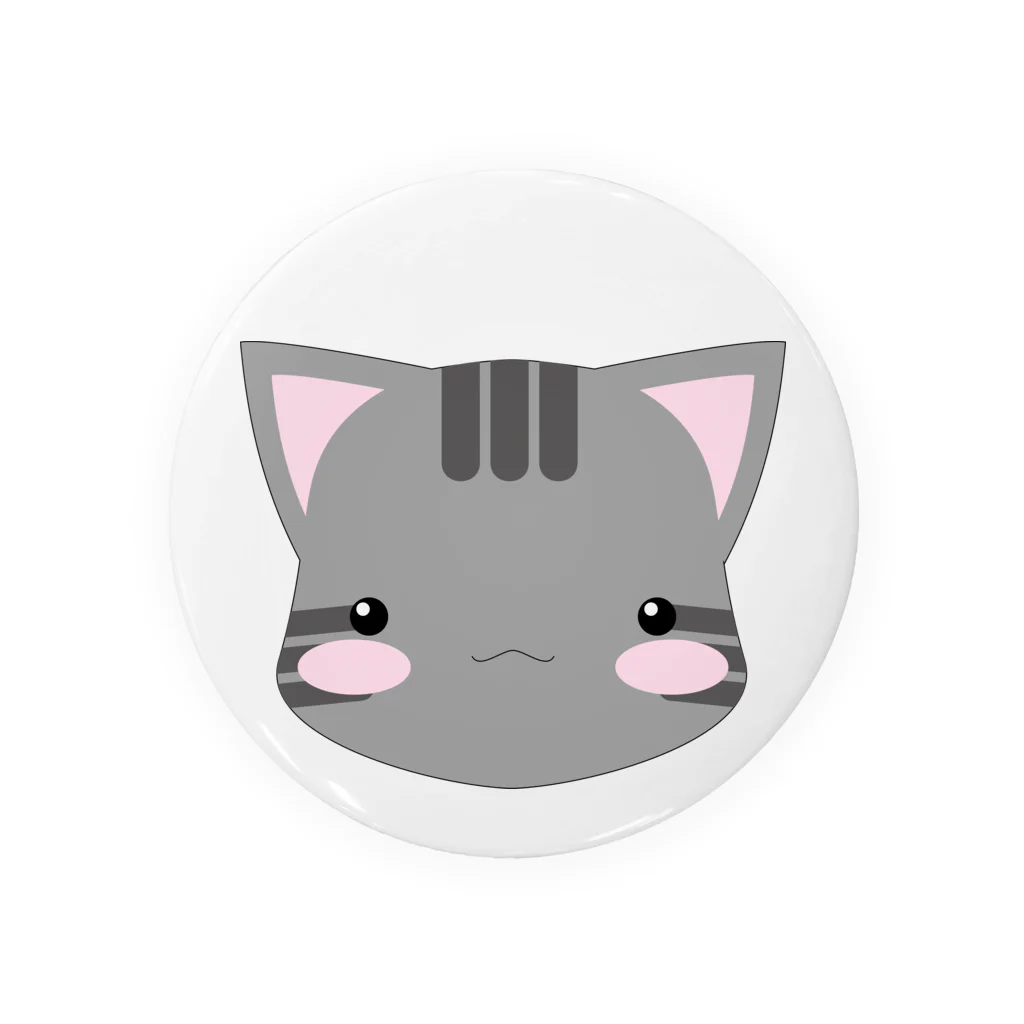 黒猫のluna　SUZURI支店の顔だけ灰シマ猫 Tin Badge