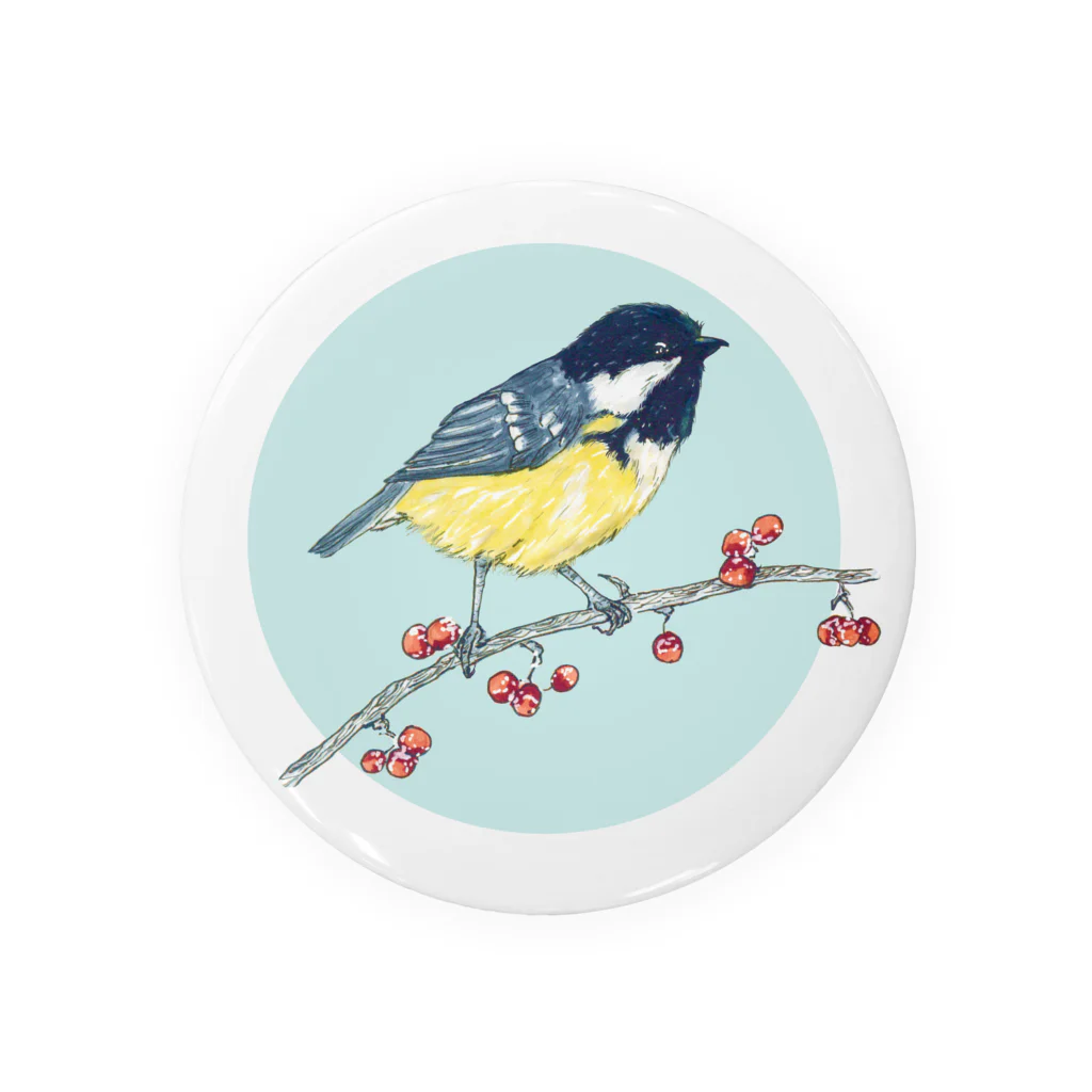 Nellyhime のアートのベリーと鳥 (Great Tit) Tin Badge