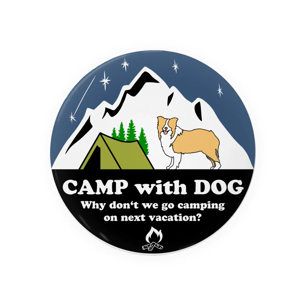 Kazunari0420のCamp with dog (ボーダーコリー　レッド） 缶バッジ