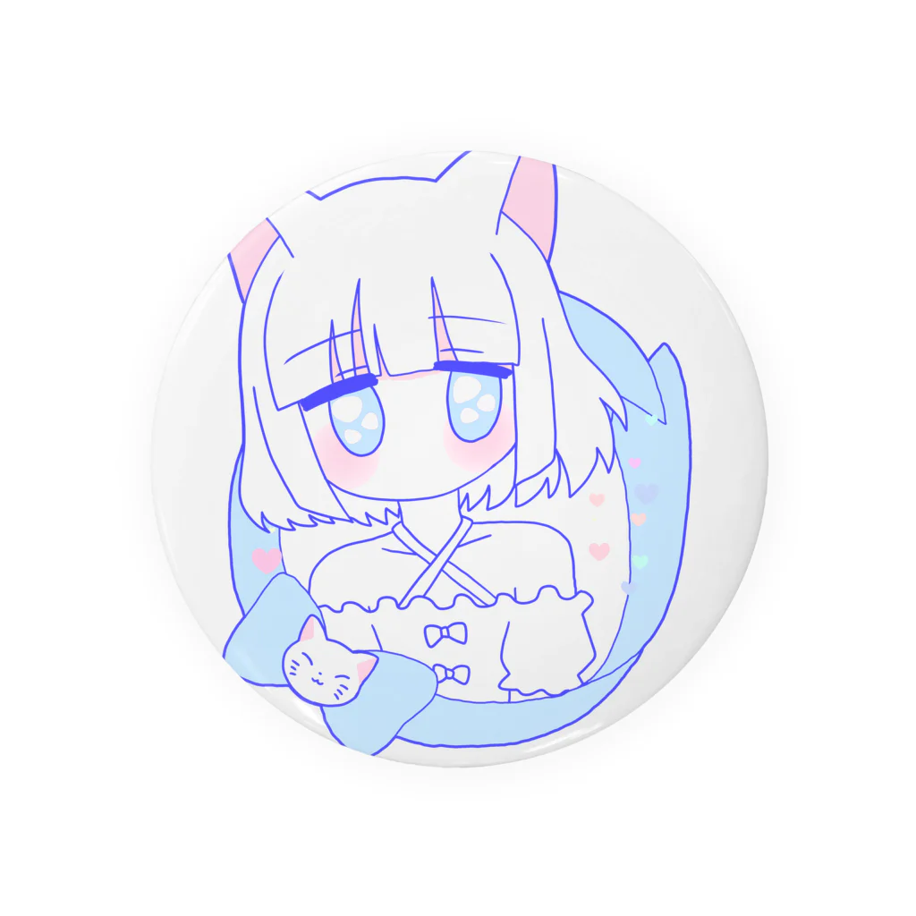 かわいいもののおみせ　いそぎんちゃくの白猫ちゃん🐈 Tin Badge