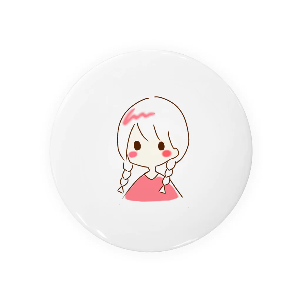 さくらもちの三つ編み女の子(赤色) Tin Badge