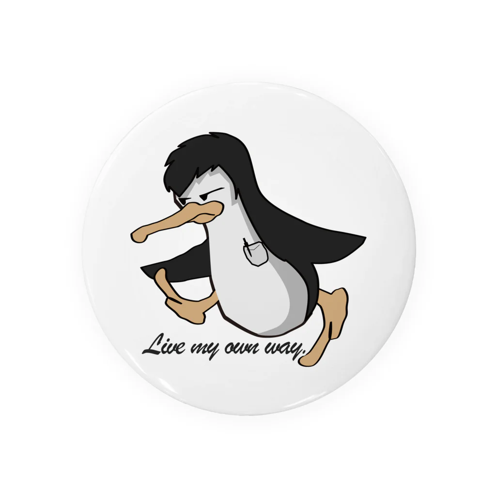 ロゴTシャツのひよこ堂のイケメンペン太 ペンギン PENGUIN 胸ポケットにボールペン Tin Badge