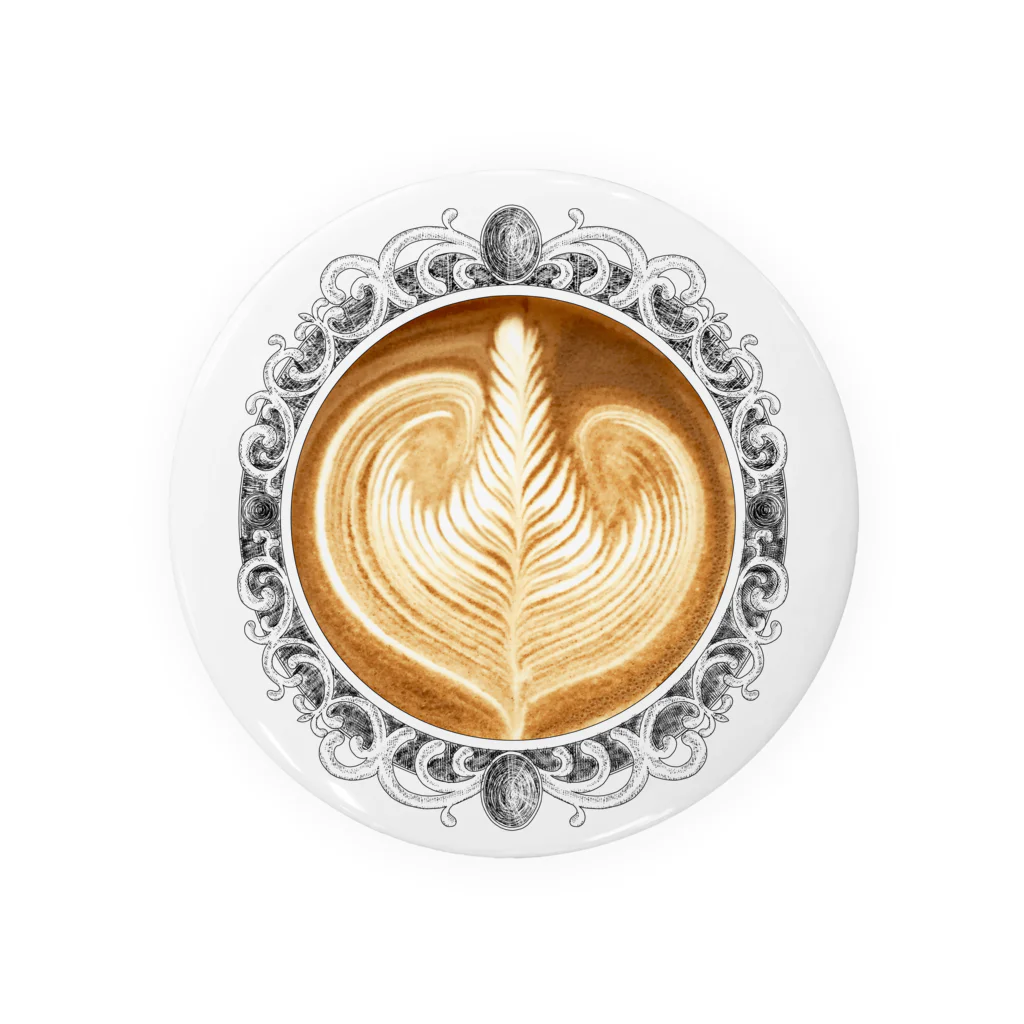 Prism coffee beanの【Lady's sweet coffee】ラテアート エレガンスリーフ Tin Badge