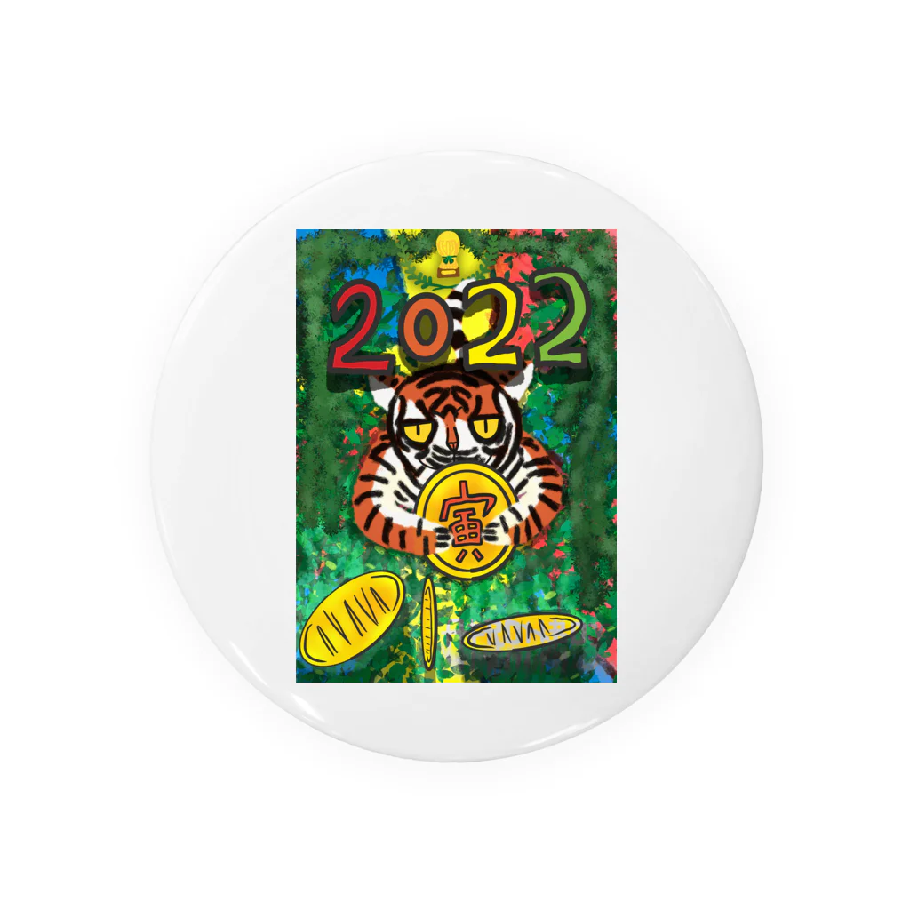 AkironBoy's_Shopの2022年干支の【🐯年】:🐯が金貨を与えてくれるラッキーな年。 缶バッジ