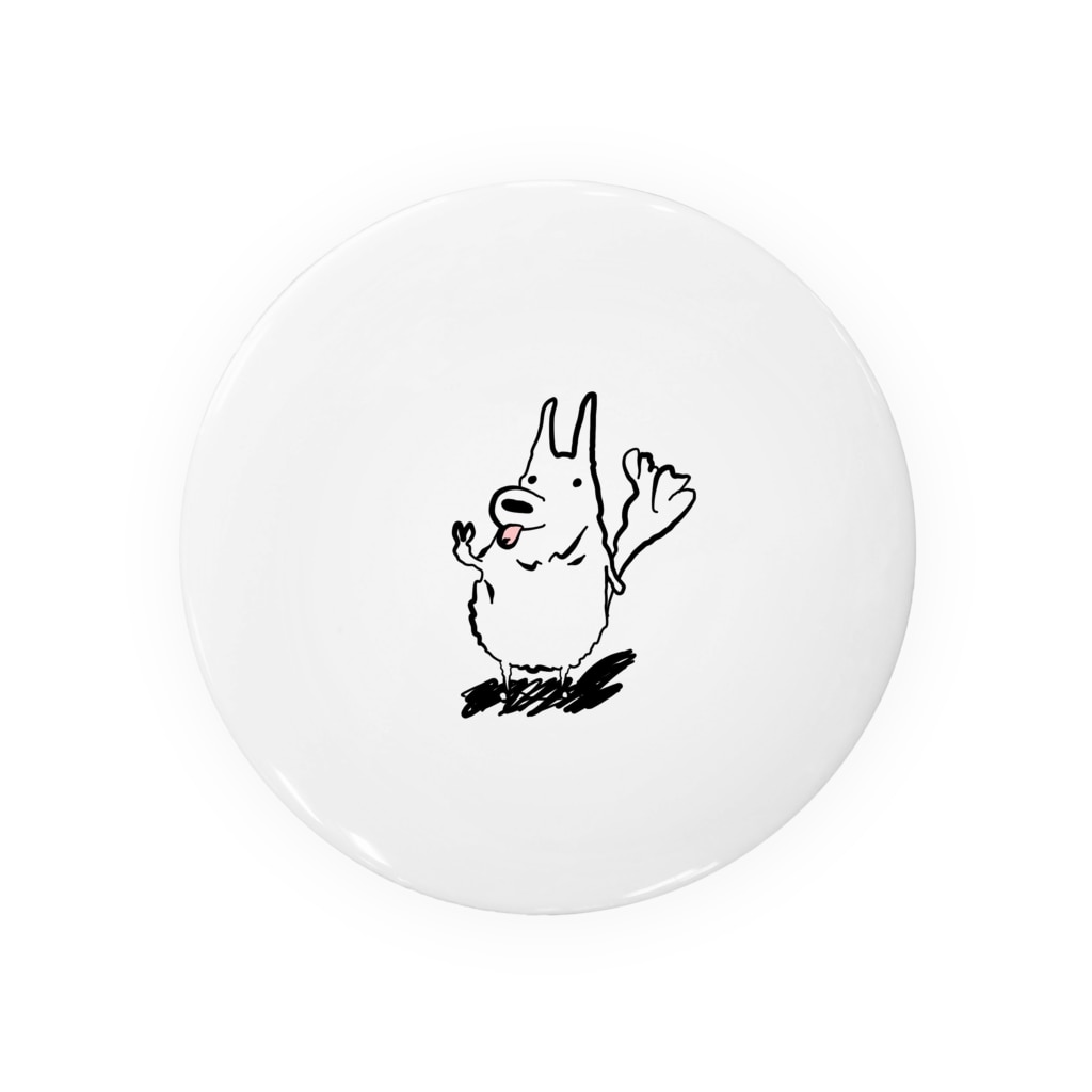 ゆるいイラストのアイテム - イラストレーターハセガワのピースする犬のゆるいイラスト Tin Badge