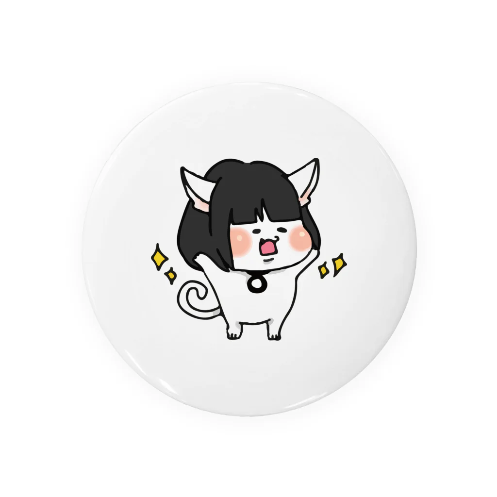 モリブンのおかっぱ猫ぶんちゃん（白） Tin Badge