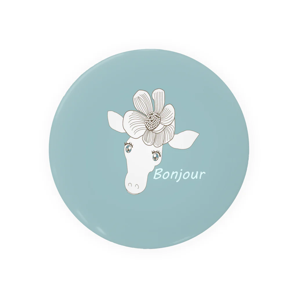 °+nono+°の花飾りのキリンBonjour缶バッジ Tin Badge