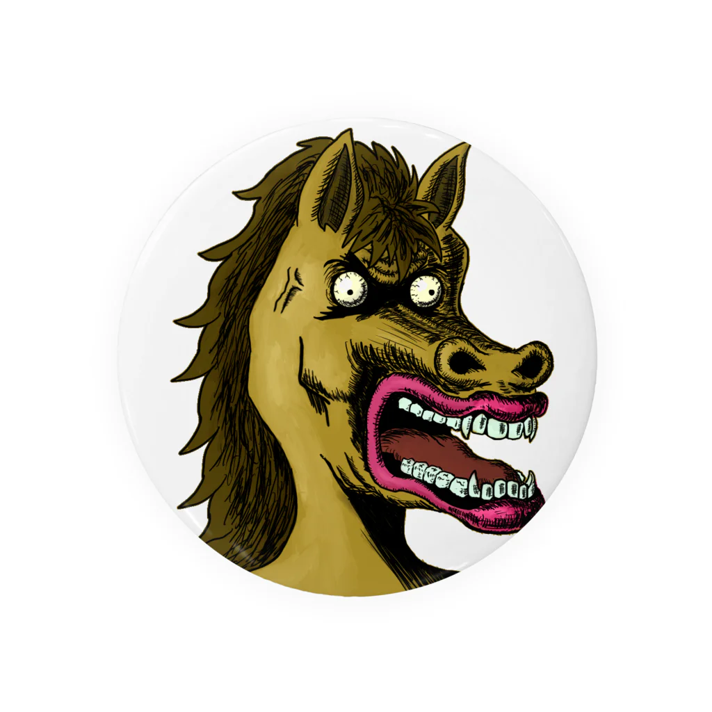 れいしょうのSUZURIのNFT風の馬 ~Horse Face Is Scary~ 缶バッジ