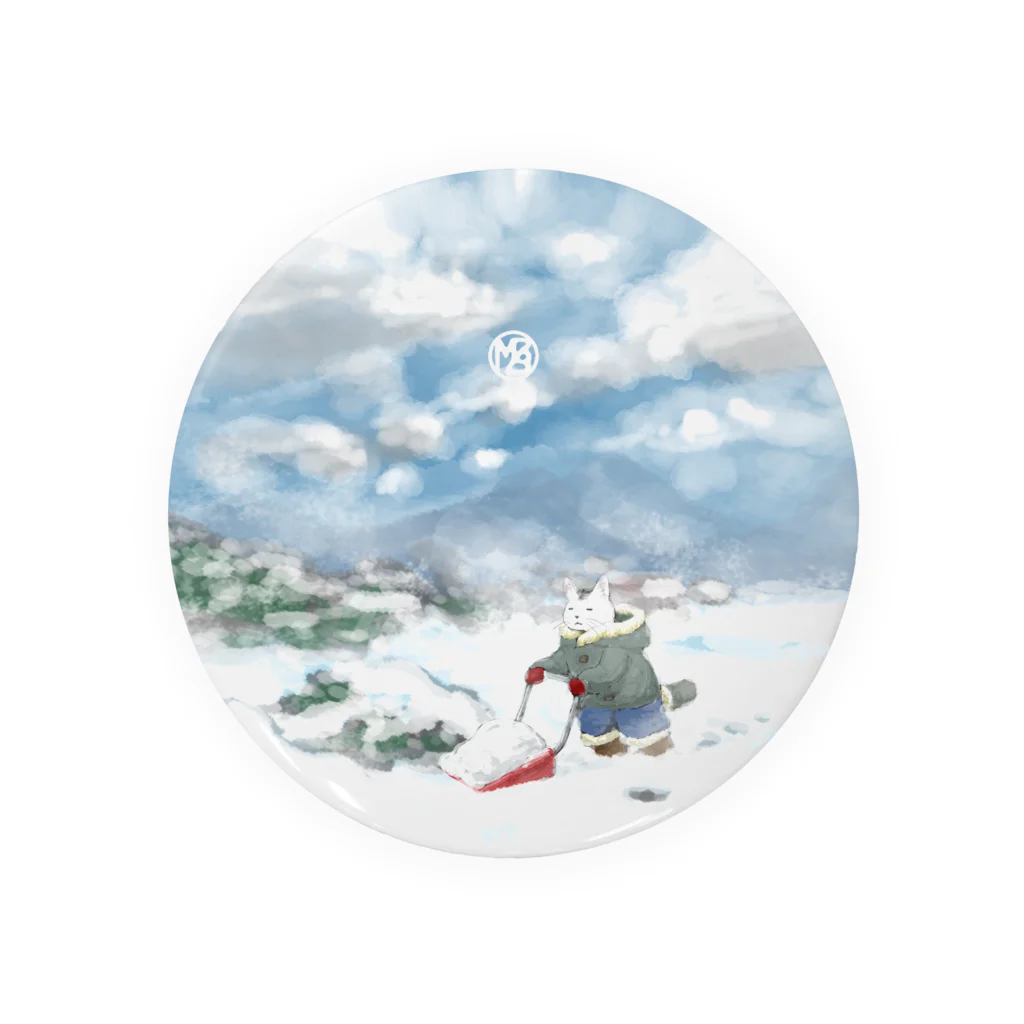 無真獣73号の雪景色とぶち猫さん Tin Badge