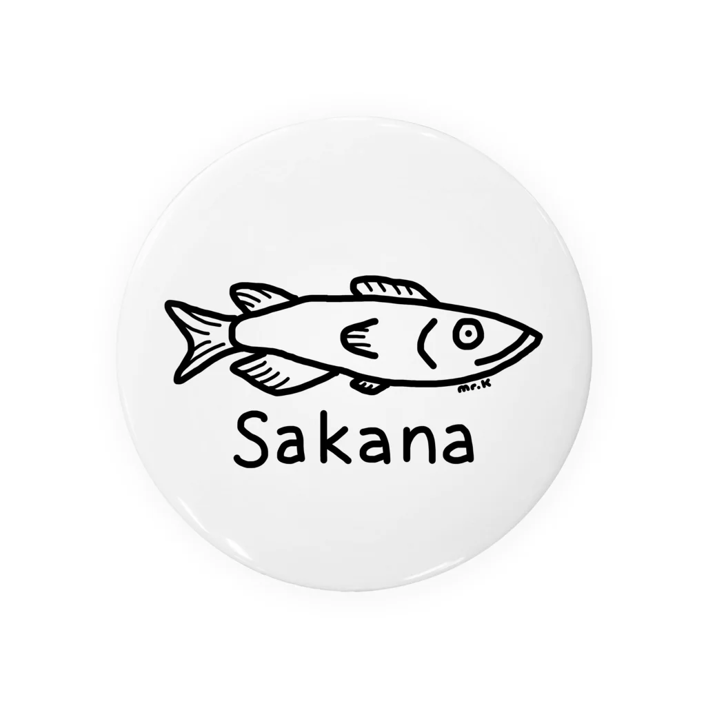 MrKShirtsのSakana (魚) 黒デザイン 缶バッジ