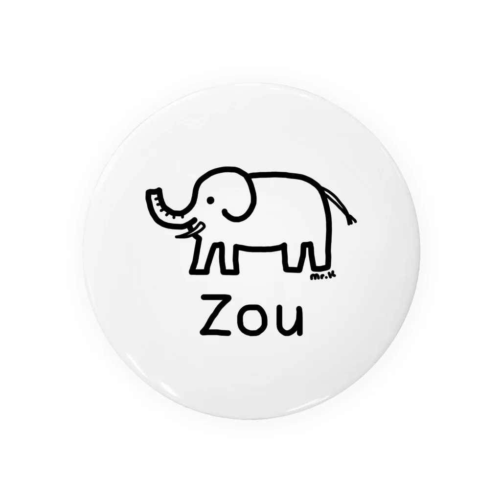 MrKShirtsのZou (ゾウ) 黒デザイン Tin Badge