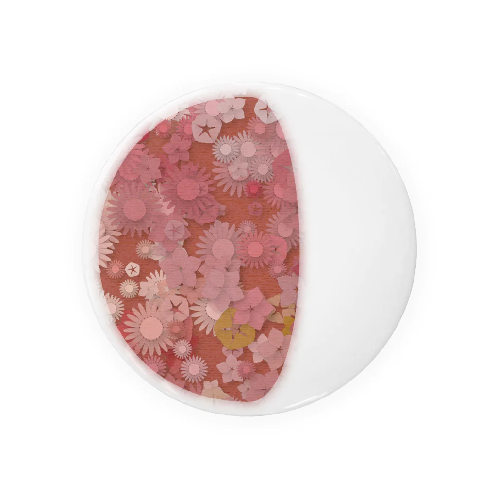 pianocurve DesignのMoon face designed with summer flowers No.20 Tin Badge