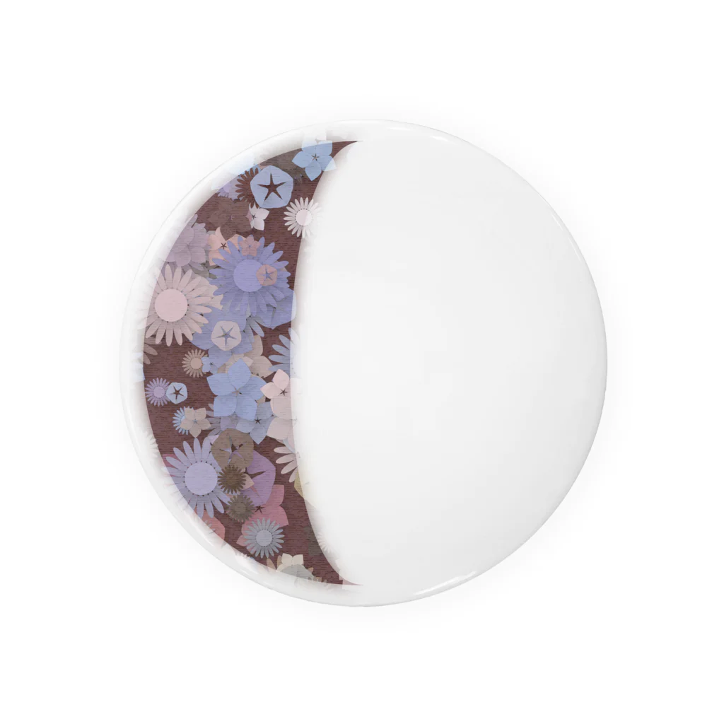 pianocurve DesignのMoon face designed with summer flowers No.25 Tin Badge