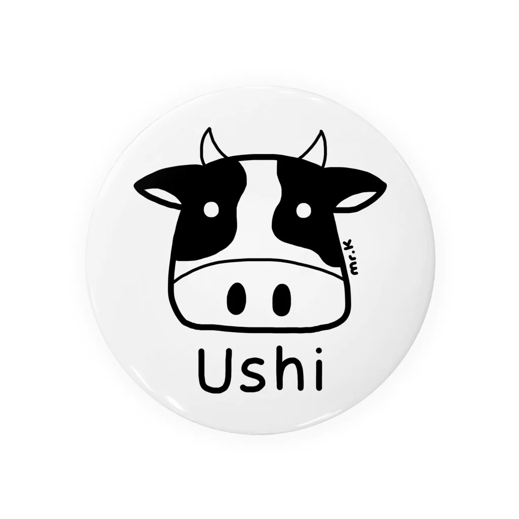 MrKShirtsのUshi (牛) 黒デザイン Tin Badge