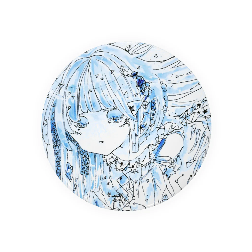 blue_______7のきらきらほうせき Tin Badge