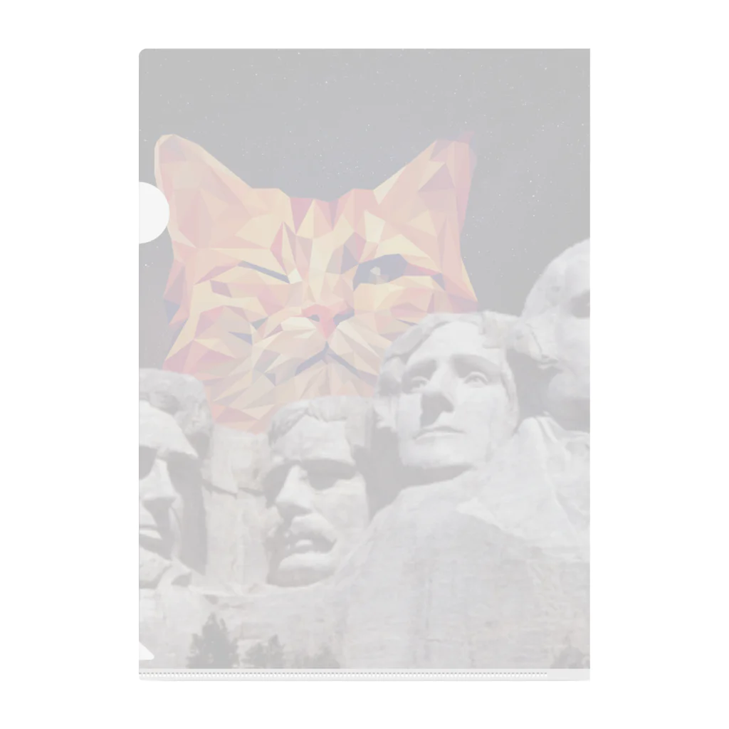 SPADAのMoai Statue and Cat Art クリアファイル
