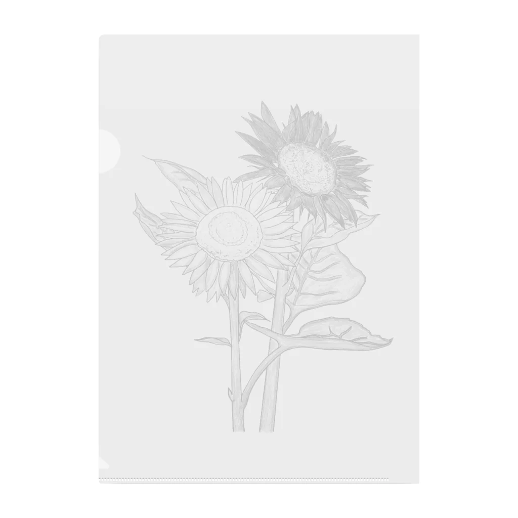 NANASHOPのSunFlowerひまわりモノトーン Clear File Folder