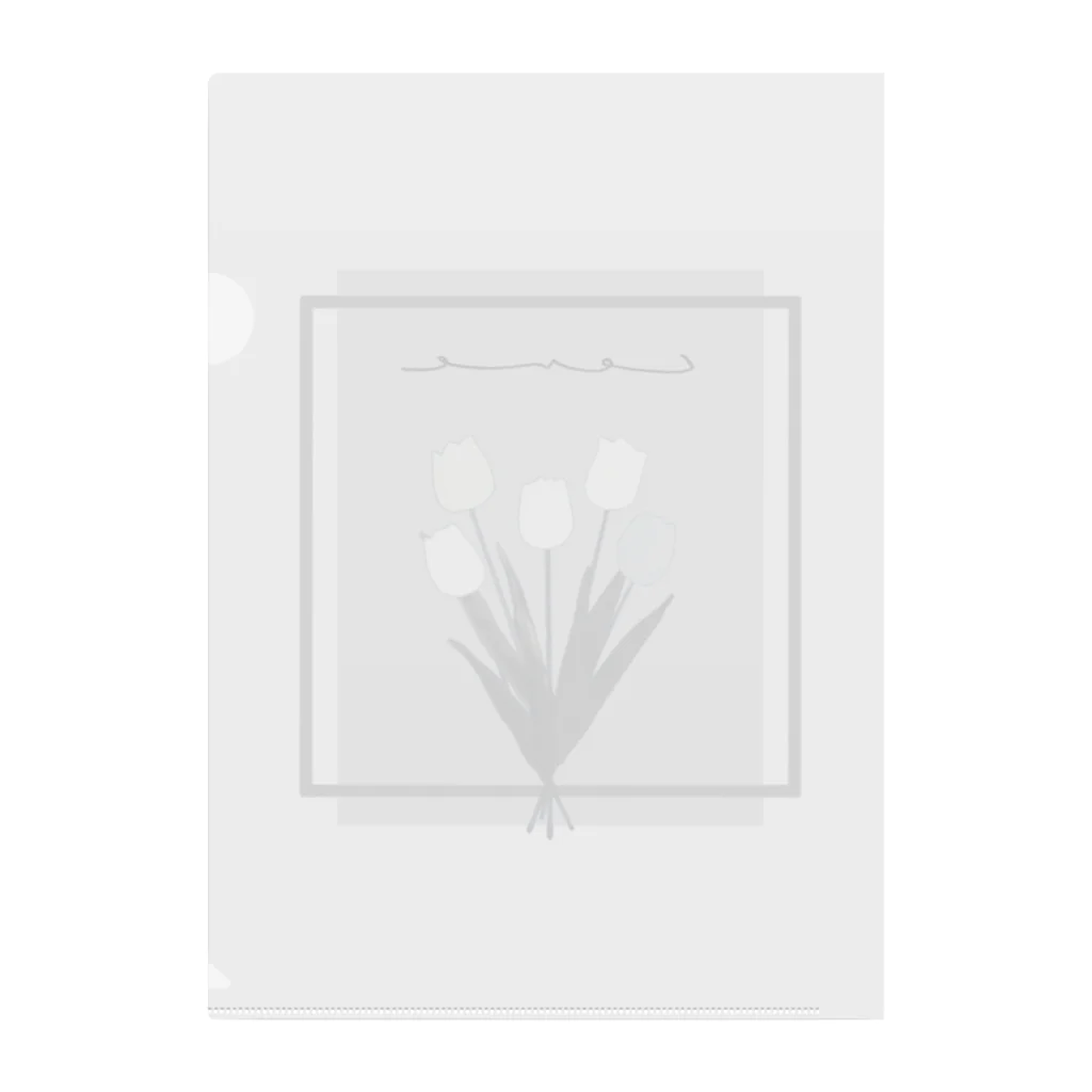 rilybiiのgrayish color × white × charcoal ×  tulip bouquet Clear File Folder