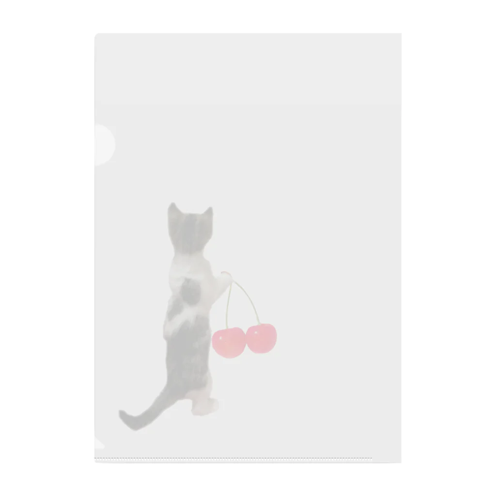 shisyu工房のさくらんぼとおかっぱ猫 Clear File Folder