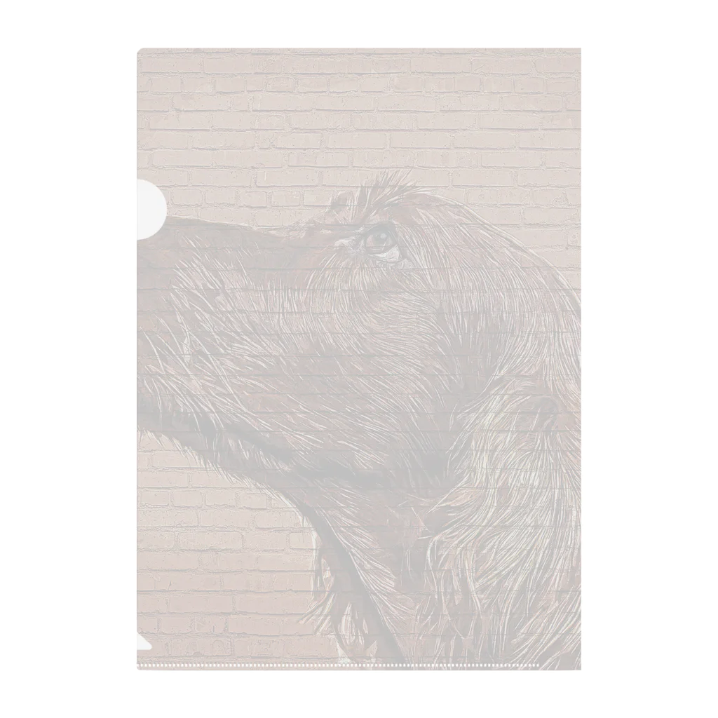 【CPPAS】Custom Pet Portrait Art Studioのアイリッシュセッタードッグ - レンガブロック背景 Clear File Folder