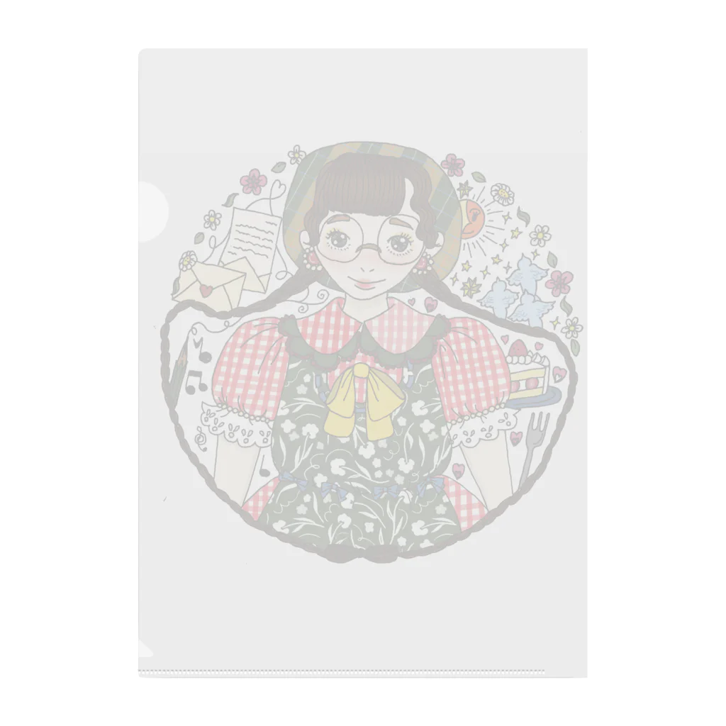 金曜日のアイ👒💰🦅のおさげでメガネの女の子 Clear File Folder