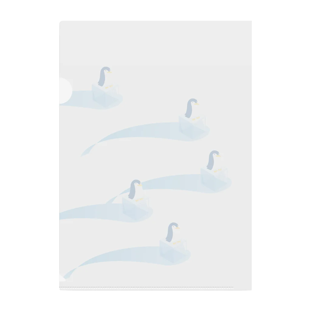 雑貨屋きゅう＠suzuri支店の氷とペンギン（5羽） クリアファイル