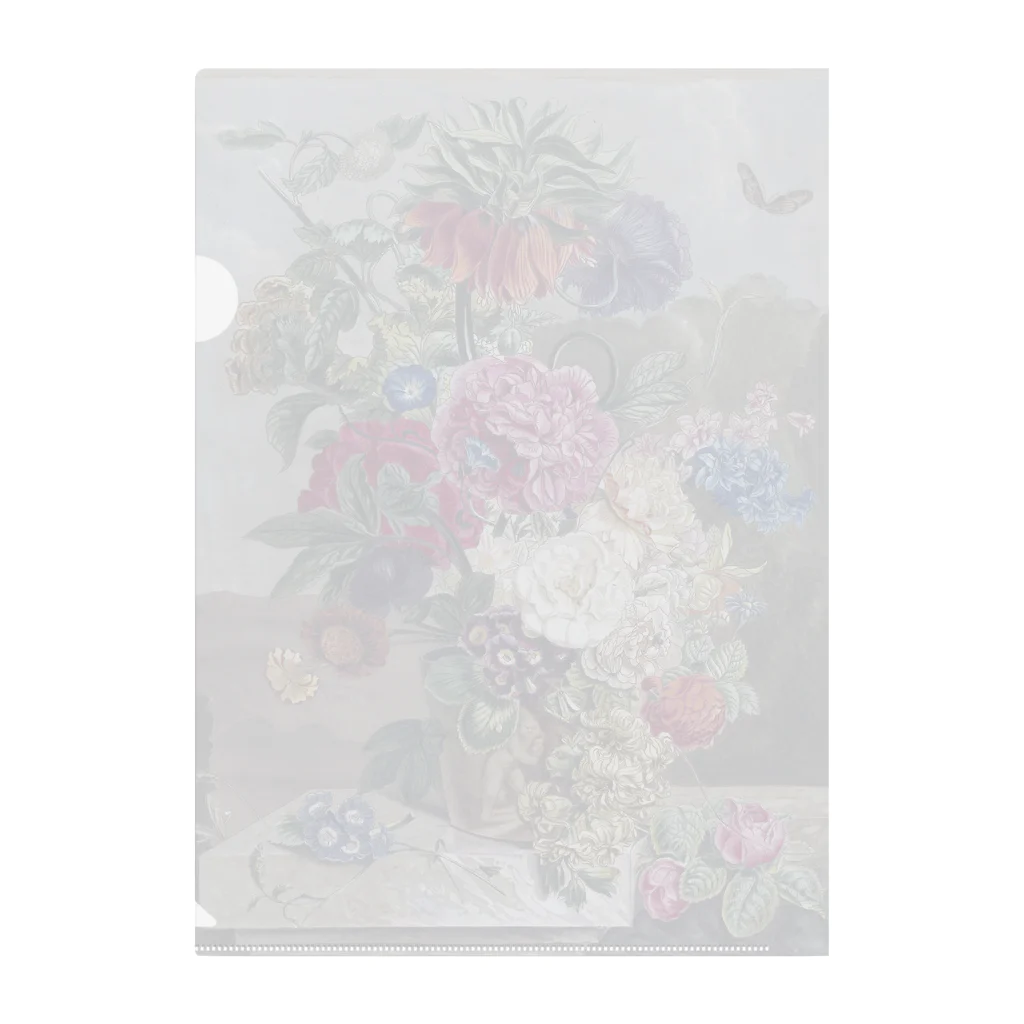PALA's SHOP　cool、シュール、古風、和風、のflower arrangement アントニー・ヴァン・デン・ボス 1778-1838年 クリアファイル