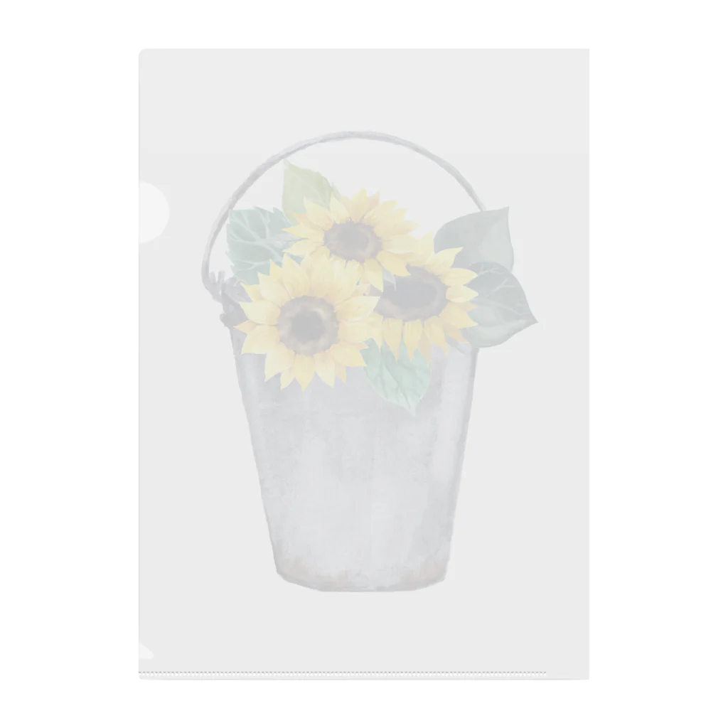 Fred HorstmanのWatering bucket and sunflowers  じょうろ と ひまわり クリアファイル