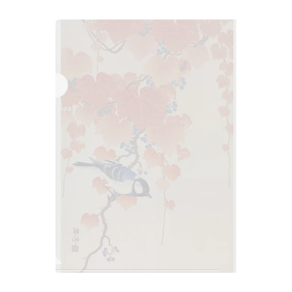 寿めでたや(ukiyoe)の蔦に四十雀 Clear File Folder