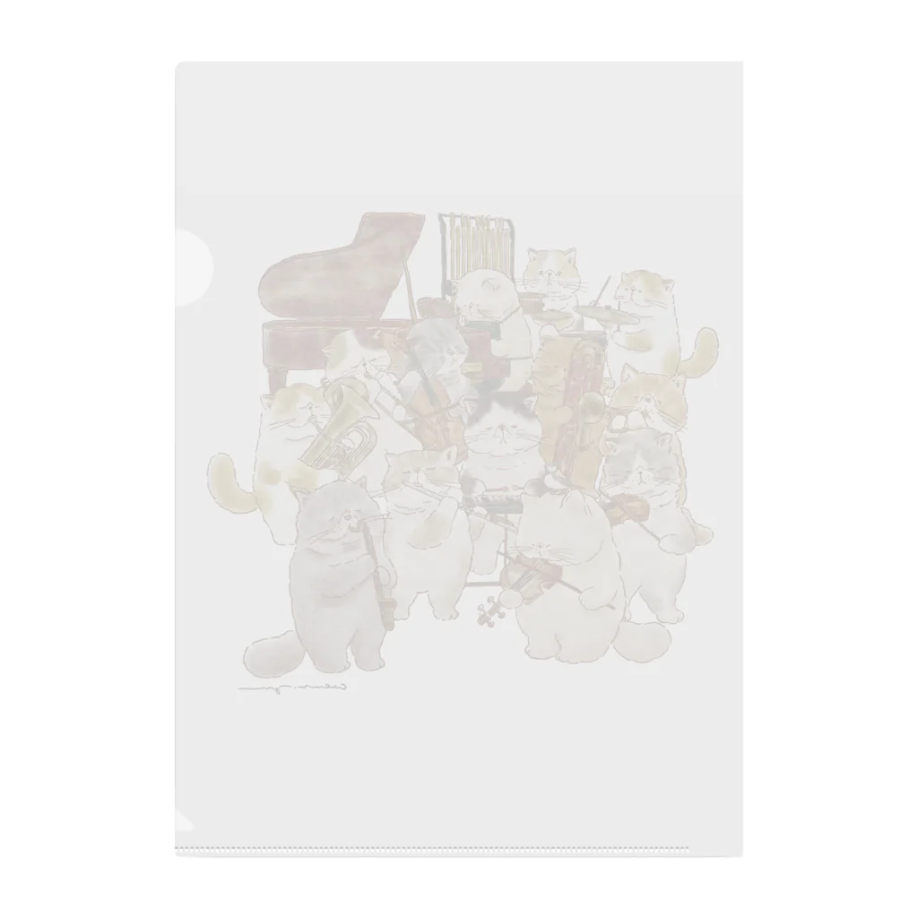 coeur.yu（クードットユー）の猫の音楽隊（ロゴカラー：フォレストグリーン） Clear File Folder