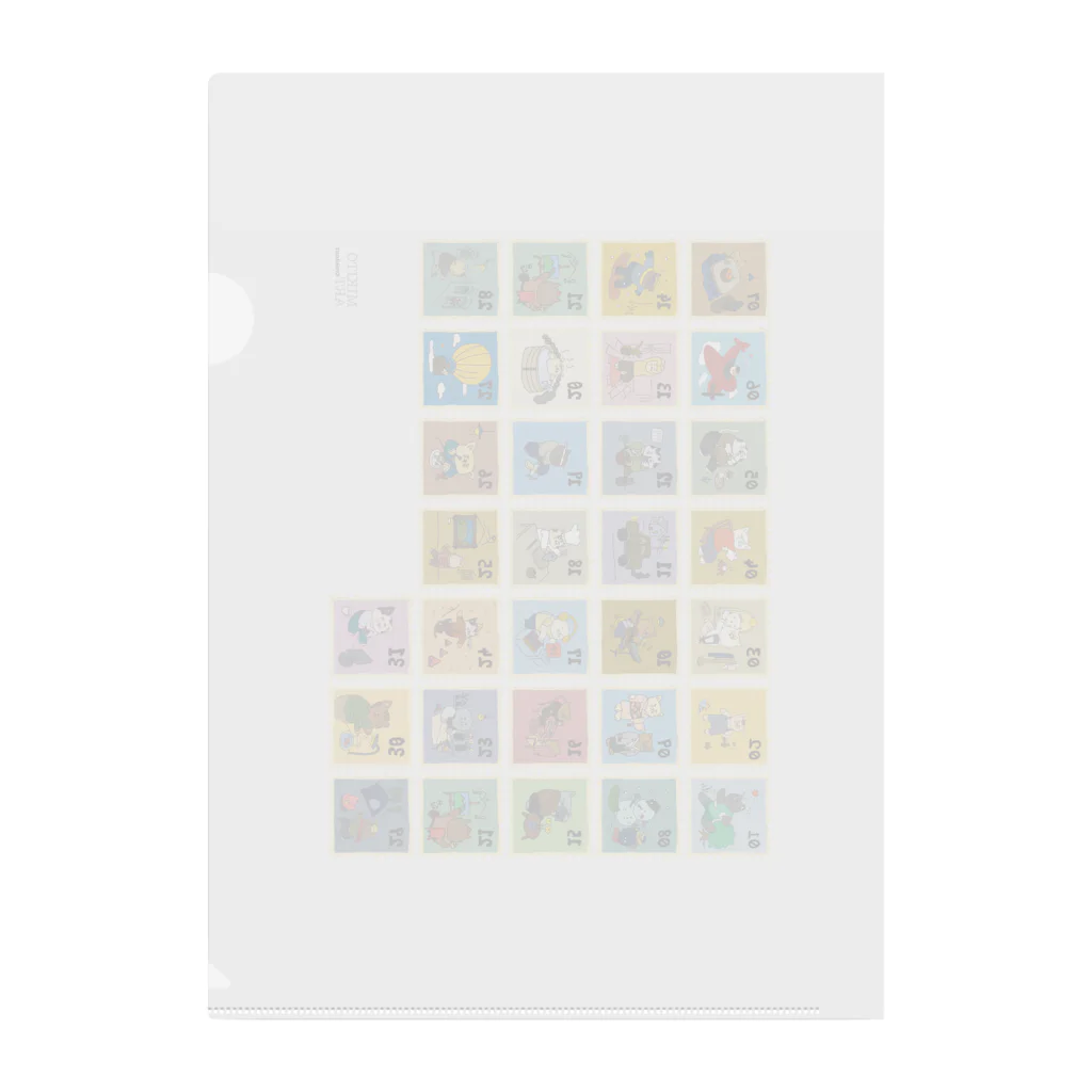 mikitoartの猫の切手風イラスト クリアファイル