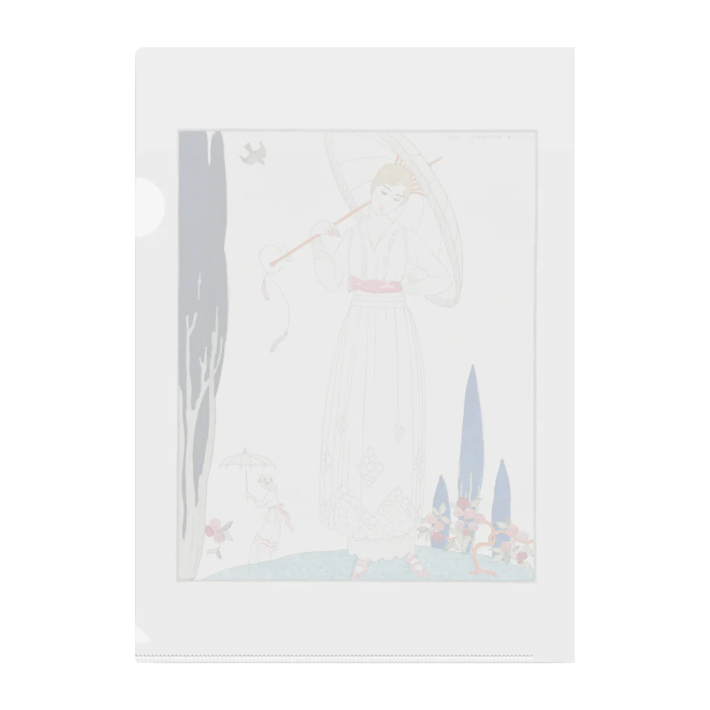 Hungry Freaksのジョルジュ・バルビエ “Le cyprès et la rose—Robe d’été de Dœuillet” Clear File Folder