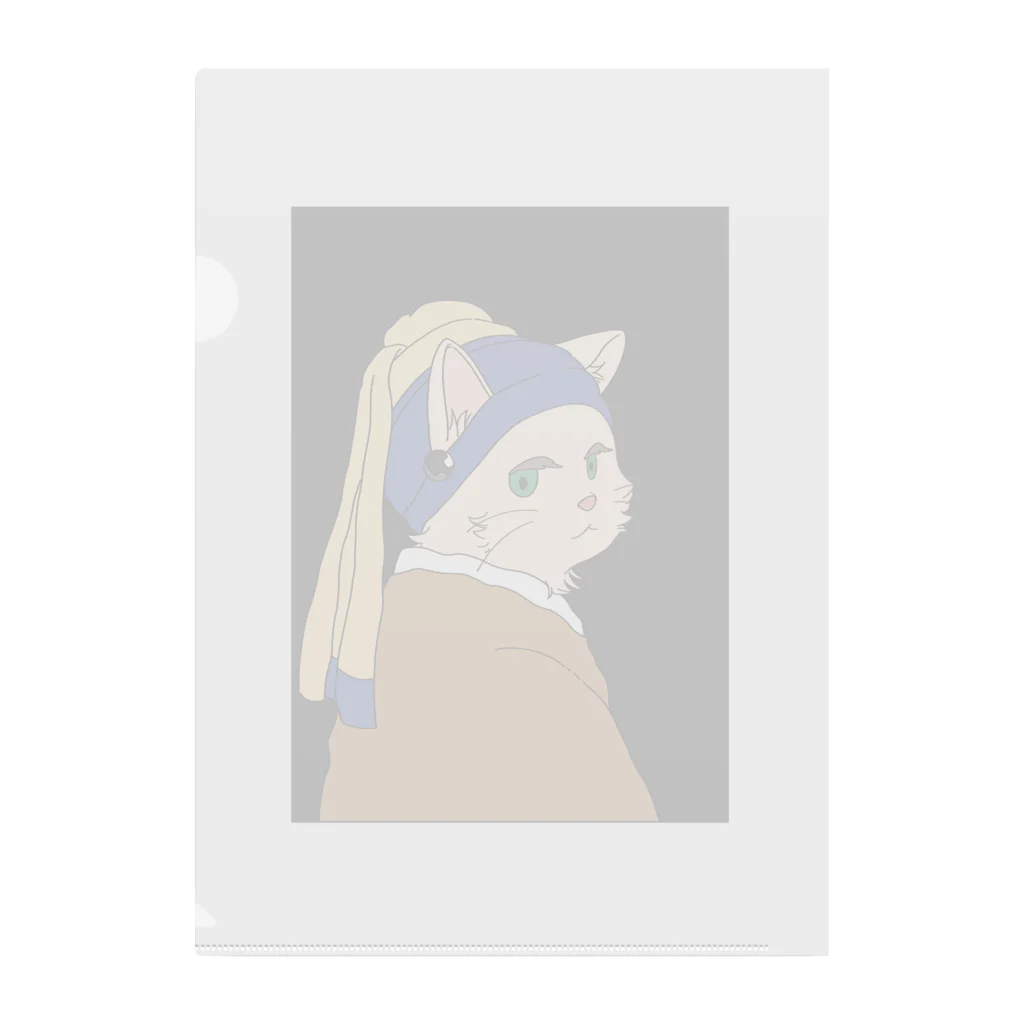 まるねこ屋の耳飾りの猫 Clear File Folder