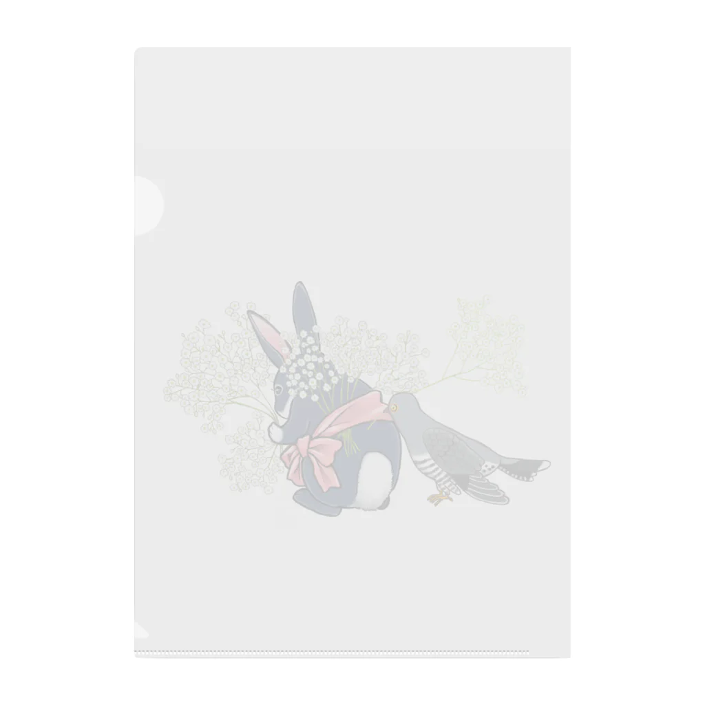 bennのかすみ草を集めるうさぎとカッコウ Clear File Folder