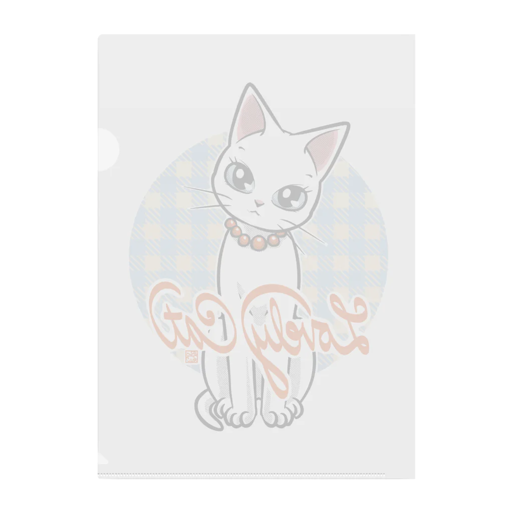 BATKEI ARTのCute White Cat Misty Clear File Folder