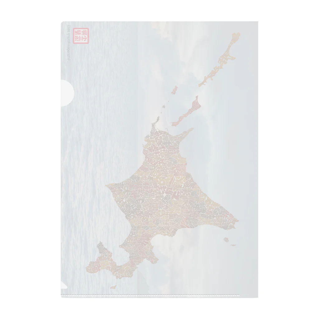 Yanagiya Kosanjiの北海道_TextMap_木目調[空と海] Clear File Folder